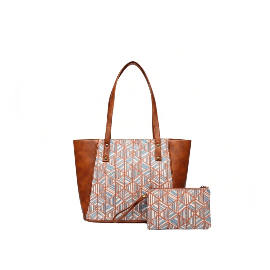 Stylish 2 Zip Tote With Pouch for Everyday Use